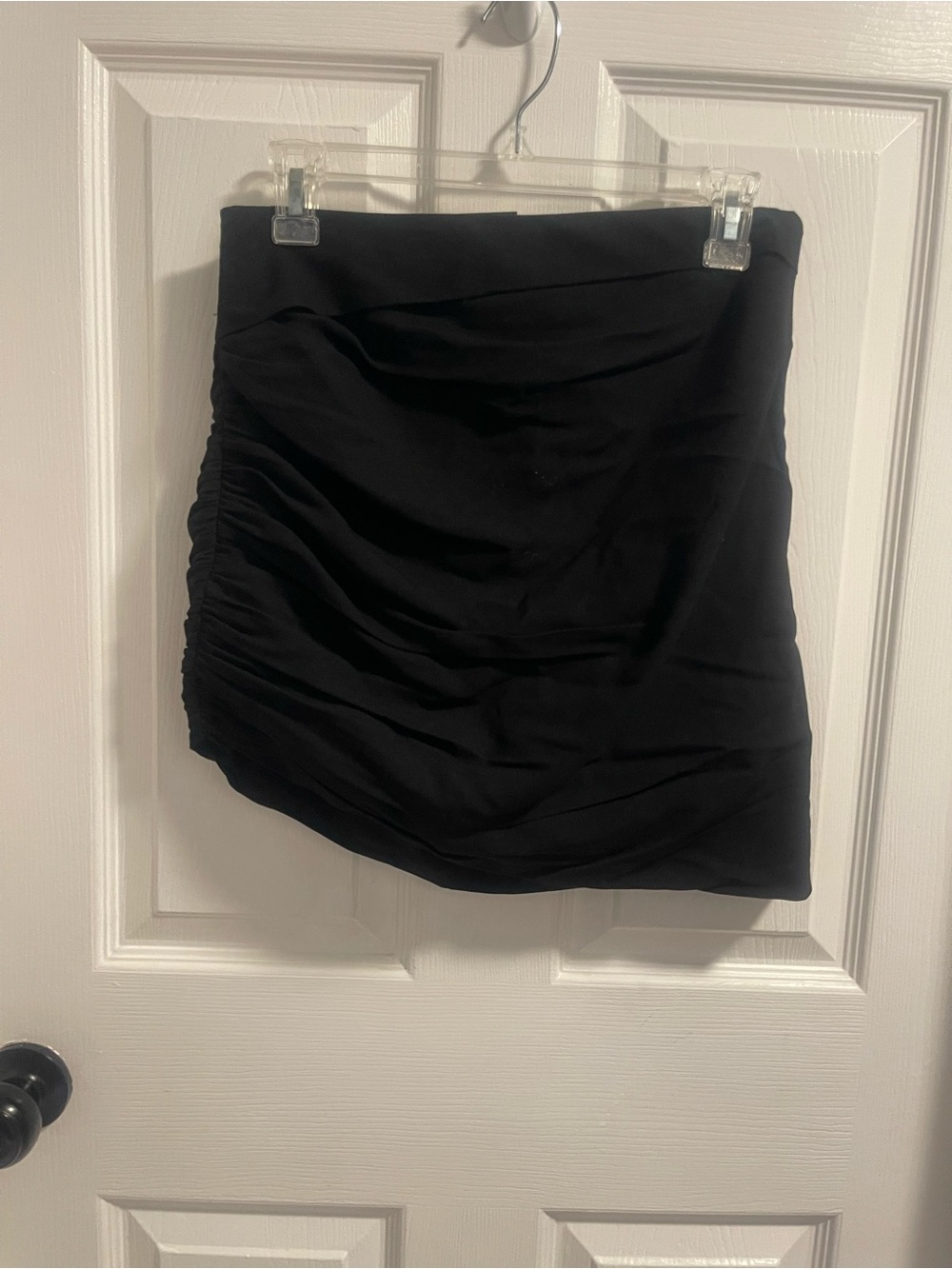 Black Ruched Mini Skirt - Sleek Women's Mini
